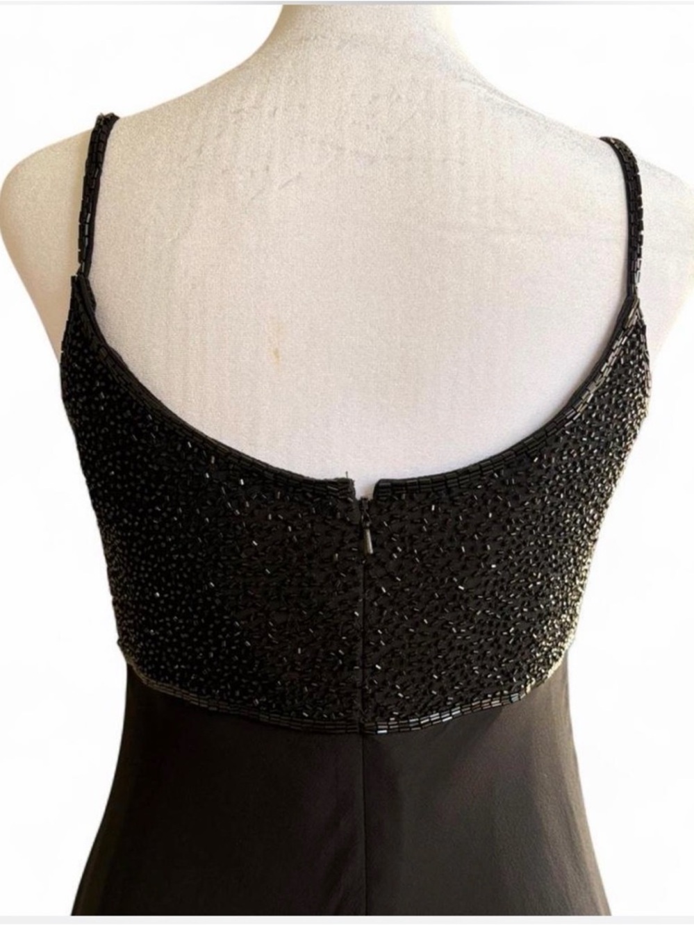 Cache Y2K Elegant Black Beaded 100% Silk Mini Dress - Picture 6 of 8
